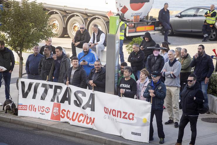 Traballadores de Vitrasa, rede de transporte urbano de Vigo, concéntranse durante a enésima xornada de folga / Javier Vázquez - Arquivo