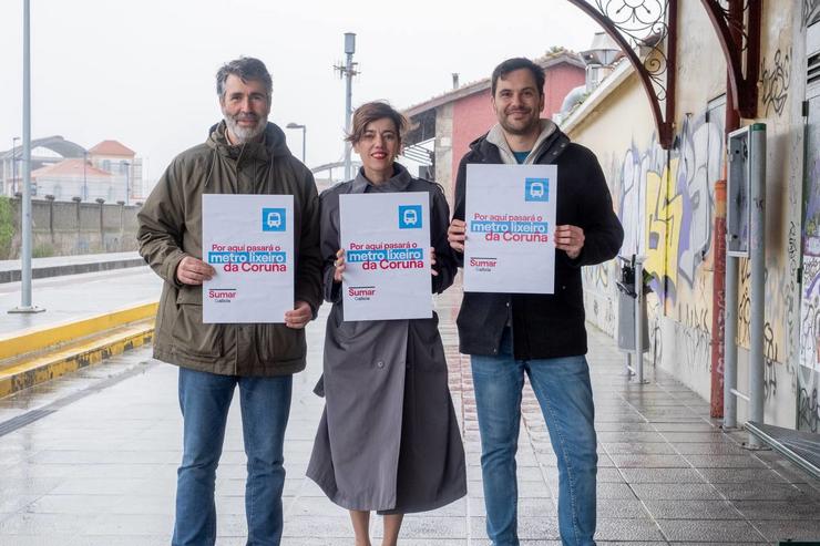 Acto de Sumar no apeadeiro ferroviario do Burgo (A Coruña). SUMAR / Europa Press