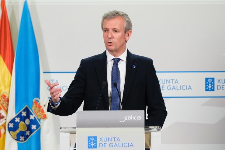 O presidente da Xunta en fuciones, Alfonso Rueda, en rolda de prensa tras o Consello. DAVID CABEZON / XUNTA / Europa Press