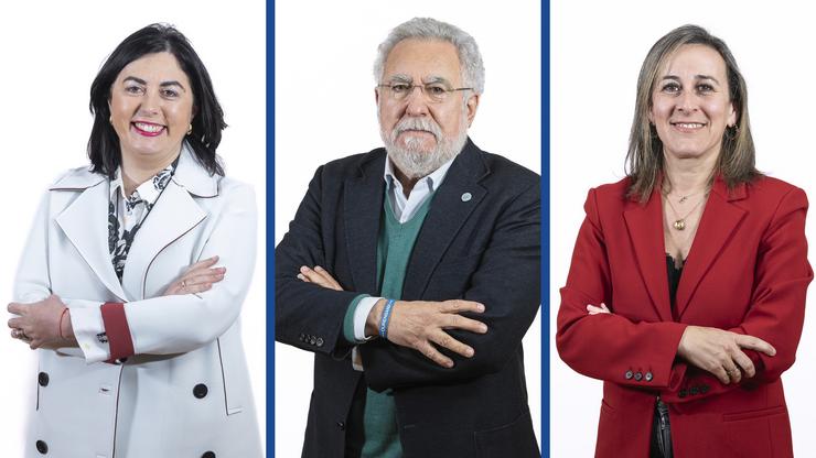 Elena Candia, Miguel Santalices e Ethel Vázquez, deputados do PPdeG propostos para a Mesa do Parlamento.. PPDEG / Europa Press