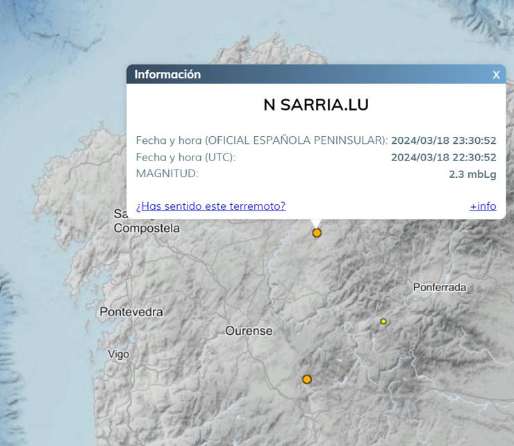 Tremor en Sarria, o 18 de marzo de 2024 / IGN