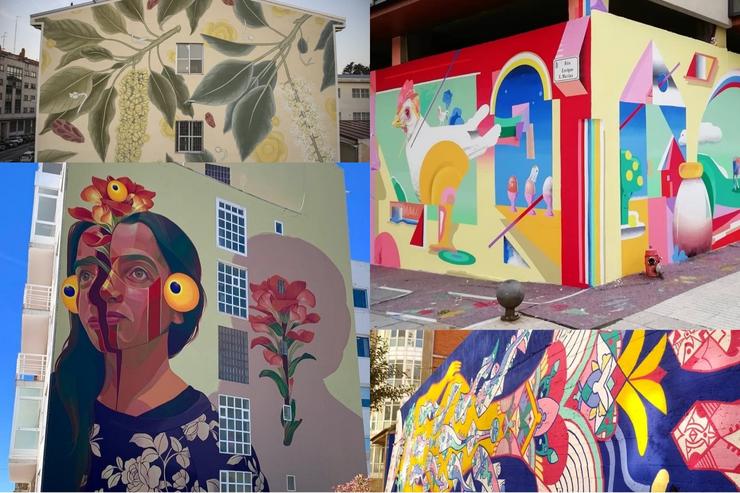 Varios murais de Vigo / Collage