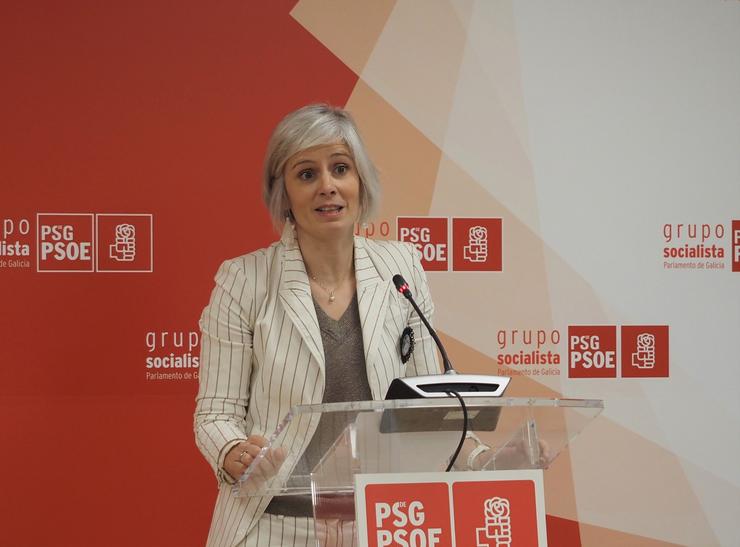 A parlamentaria do PSdeG Patricia Iglesias en rolda de prensa 