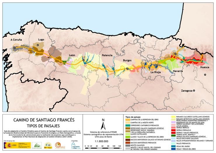 Unha investigación identifica máis dunha vintena de paisaxes diferentes no Camiño de Santiago Francés. FUNDACIÓN SANTA MARÍA A REAL / Europa Press