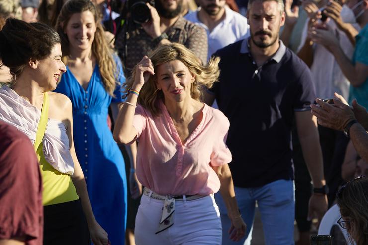 Arquivo - A vicepresidenta segunda, Yolanda Díaz, durante o primeiro acto de Sumar, en Matadoiro Madrid, a 8 de xullo de 2022, en Madrid (España). A ministra de Traballo oficializa a súa nova plataforma nun primeiro acto nutrido de representantes de organiza. Jesús Hellín - Europa Press - Arquivo 