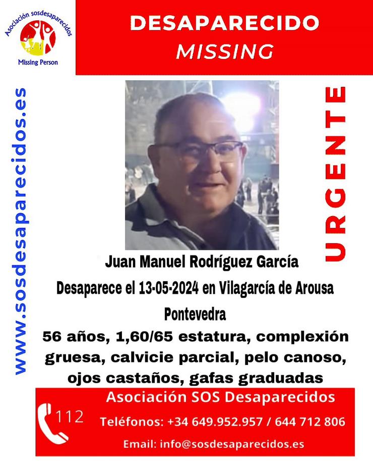 Juan Manuel Rodríguez García, home de 56 anos veciño de Vilagarcía de Arousa (Pontevedra) desaparecido.. SOS DESAPARECIDOS / Europa Press