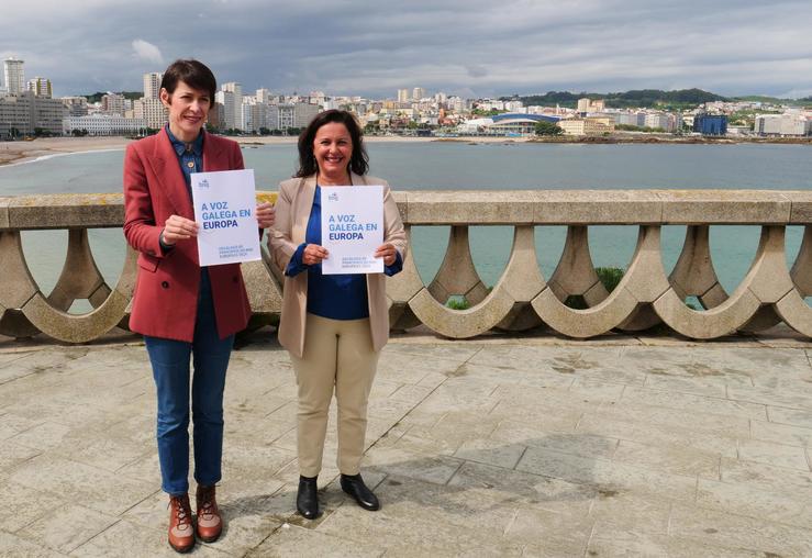 A portavoz nacional do BNG, Ana Pontón, e a candidata Ana Miranda, presentan o programa electoral para os comicios europeos / BNG - Arquivo
