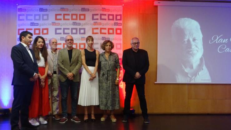 Acto de homenaxe ao histórico sindicalista de CCOO Galicia Xan María Castro, no que participa o secretario xeral de CCOO, Unai Xordo. CCOO / Europa Press