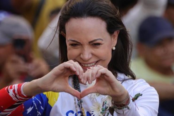 Corina Machado, líder da oposición de Venezuela e Premio Nóbel da Paz 