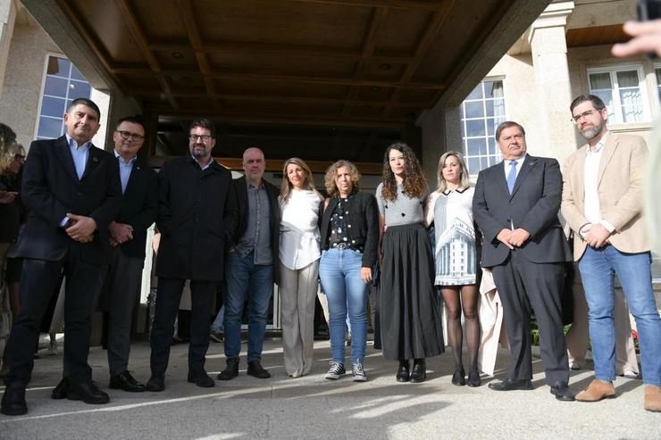 Autoridades á súa chegada ao acto en homenaxe ao sindicalista de CC.OO. Suso Díaz, pai da vicepresidenta do Goberno Yolanda Díaz. XUNTA