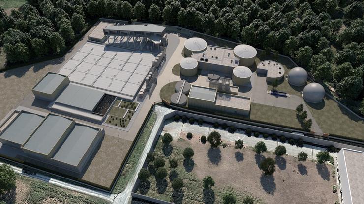 Arquivo - Infografía da EDAR de Silvouta, en Santiago de Compostela. OHLA - Arquivo