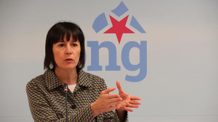 A portavoz nacional do BNG, Ana Pontón, en rolda de prensa.. BNG