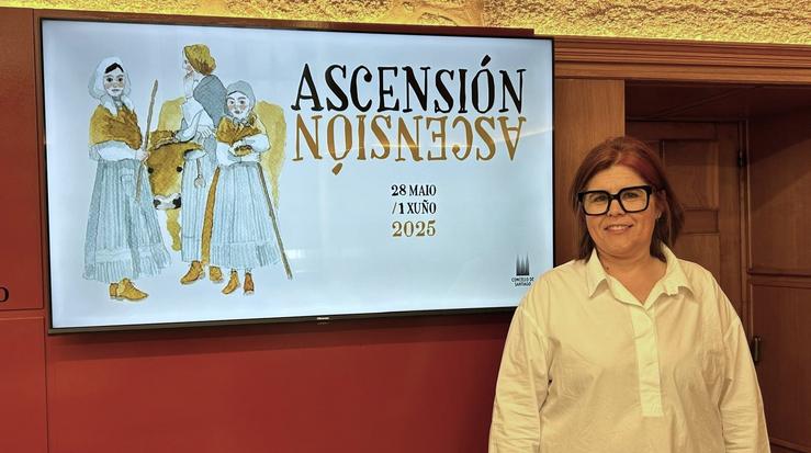 A concelleira de Festas de Santiago, Pilar Lueiro, na presentación da Ascensión, a 13 de maio de 2025 / CONCELLO