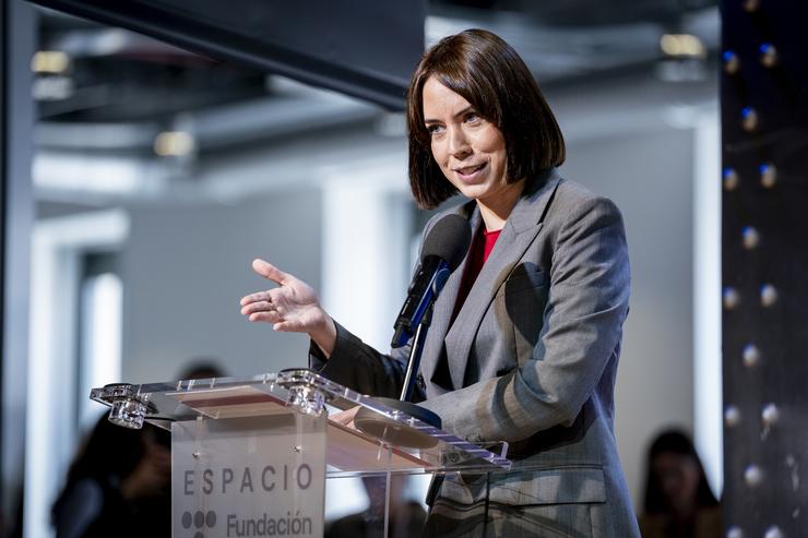 A ministra de Ciencia, Innovación e Universidades, Diana Morant, presentan a Estratexia de Tecnoloxías Cuánticas de España no Foro Global de Tecnoloxía do OCDE, no Espazo Fundación Telefónica, a 24 de abril de 2025, en Madrid (España).. A. Pérez Meca - Europa Press 