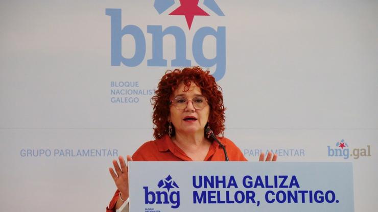 A deputada do BNG Montse Prado durante unha rolda de prensa.. BNG 