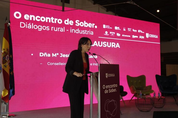 A conselleira de Economía e Industria, María Jesús Lorenzana, intervén no II Encontro de Sober 