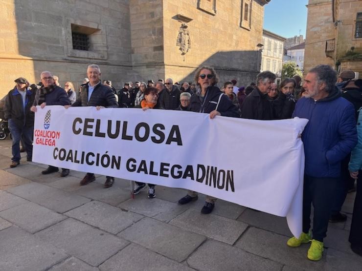 Integrantes de Coalición Galega nunha manifestación contra Altri e as celulosas / remitida
