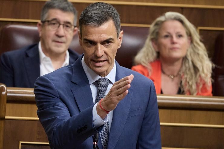 O presidente do Goberno, Pedro Sánchez, intervén durante unha sesión de control ao Goberno. Jesús Hellín 