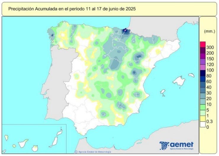 As choivas acumuladas neste ano hidrolóxico ascenden a 615 l/m2, un 13% máis do normal.. AEMET / Europa Press