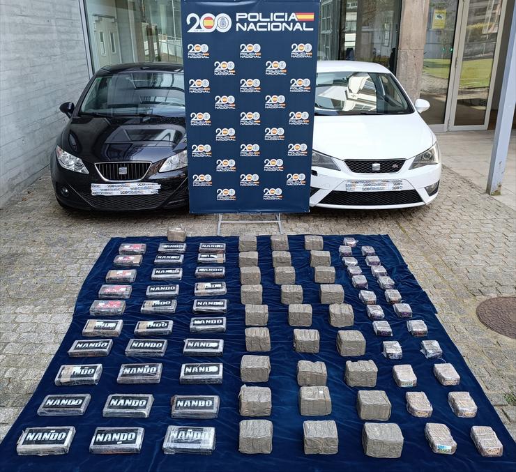 Dous detidos e incautados 33 quilos de cocaína e 41 quilos de haxix nun operativo policial en Vigo. POLICÍA NACIONAL / Europa Press
