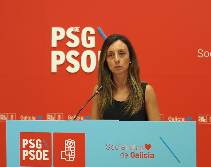 A portavoz de Igualdade do PSdeG, Paloma Castro, en rolda de prensa 