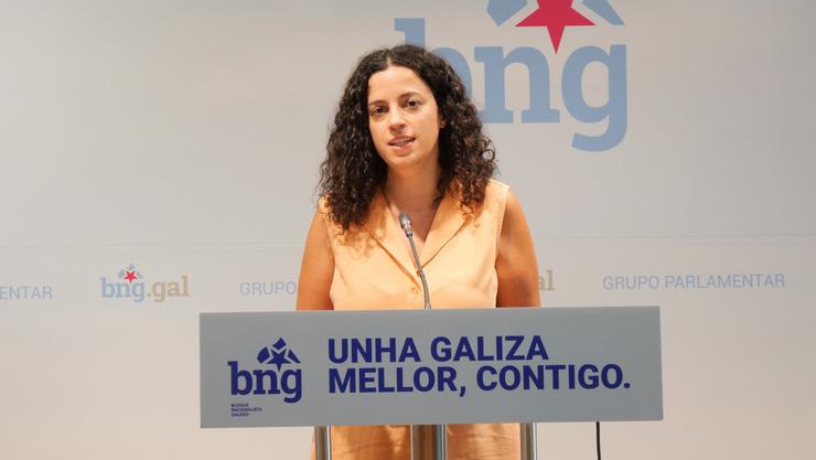 A deputada do BNG Noa Presas en rolda de prensa. BNG / Europa Press