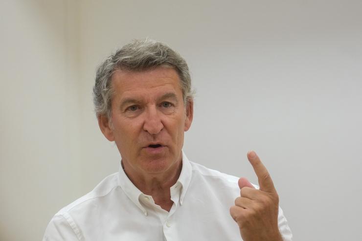 O líder do PP, Alberto Núñez Feijóo, durante unha entrevista concedida a Europa Press.. CÉSAR ARXINA-EUROPA PRESS 