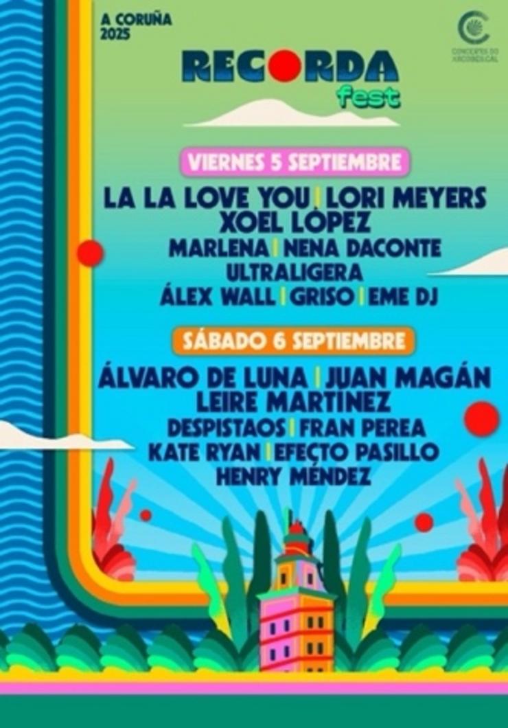 Cartel por días do Recorda Fest / Recorda Fest