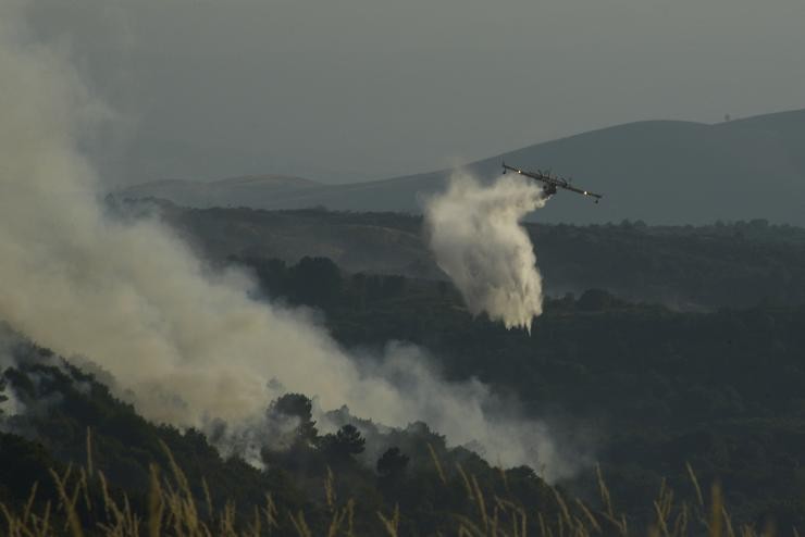 Medios aéreos de extinción no incendio de Vilardevós (Ourense). ROSA VEIGA 