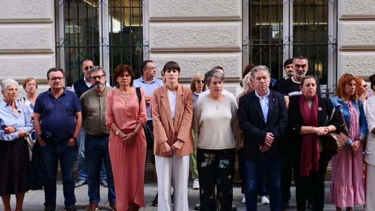 A líder do BNG, Ana Pontón, participa no minuto de silencio en Pontevedra.. BNG 