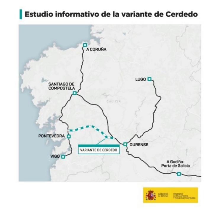 Variante de Cerdedo para conectar por AVE Vigo e a meseta / MINISTERIO DE TRANSPORTES E MOBILIDADE SUSTENTABLE