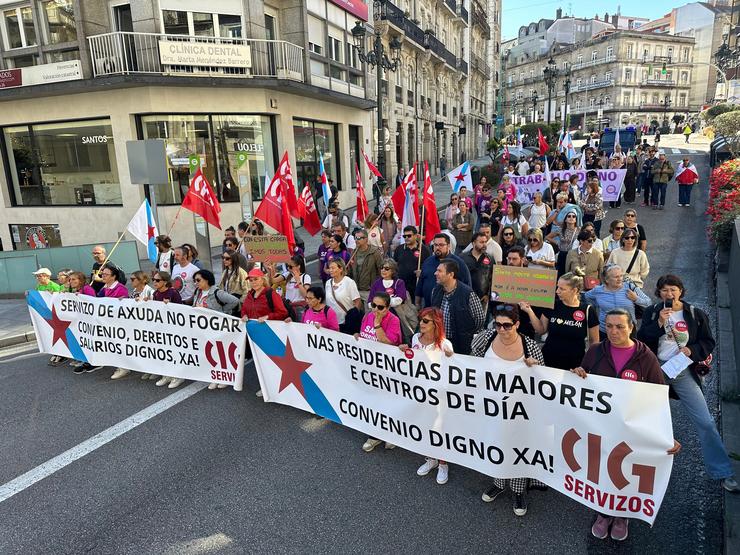 Manifestación de traballadoras de SAF, centros de día e residencias privadas en demanda de mellores condicións laborais e salariais. CIG / Europa Press