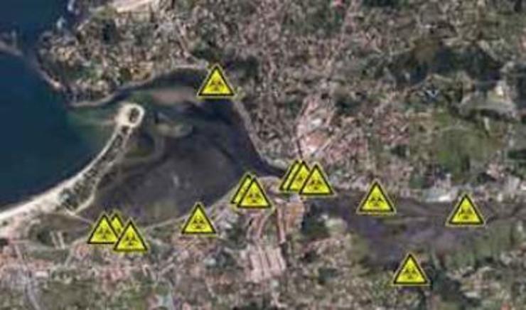 Puntos de contaminación na Foz do Miñor