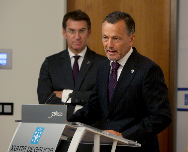 Feijóo e Agustín Hernández durante a presentación da nova Lei do Solo 