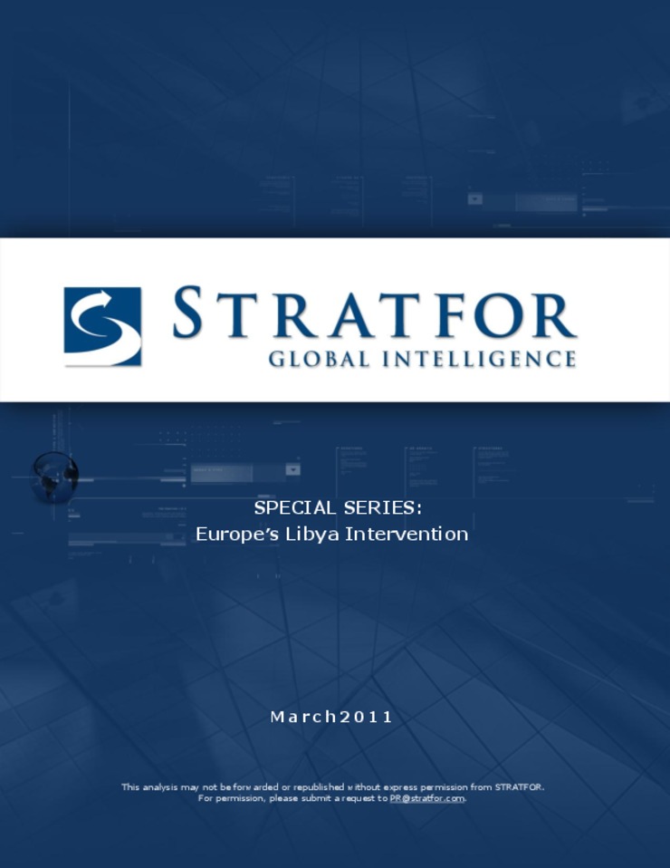 Informe da axencia de intelixencia Stratfor sobre os intereses europeos na guerra en Libia