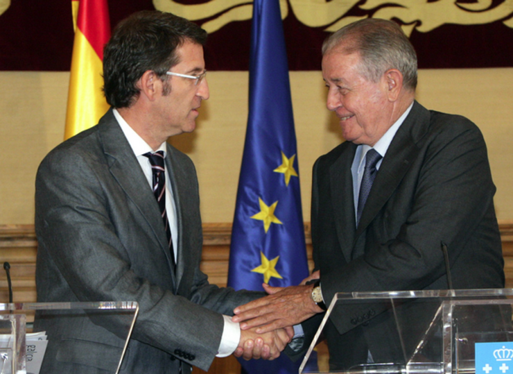 O presidente da Xunta, Alberto Núñez Feijóo, co ex-presidente de Gas natural Fenosa, Salvador Gabarró
