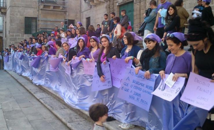 Manifestación da Plataforma Galega polo Dereito ao Aborto nunha imaxe de Diário Liberdade