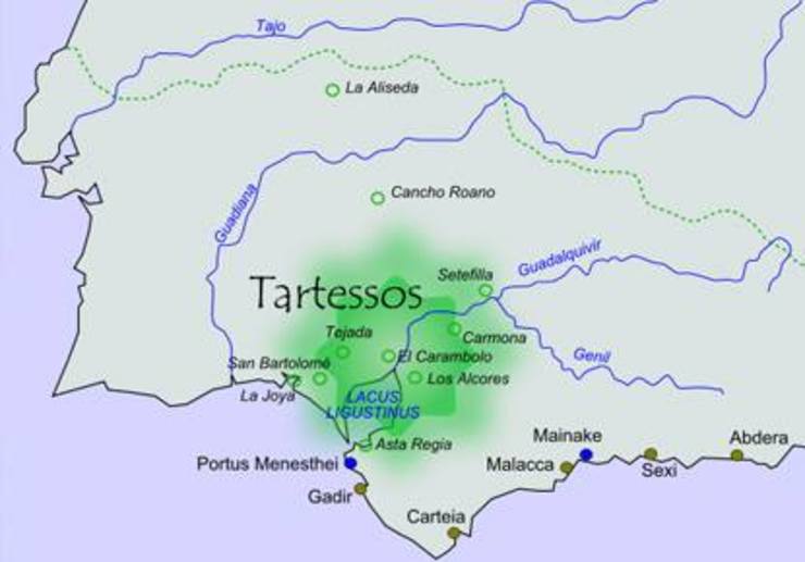 Mapa da posible ubicación da cultura tartessa 