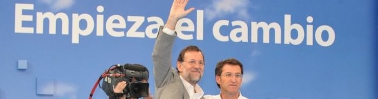 Feijóo e Rajoy nun mitin