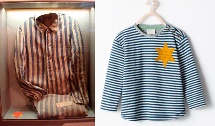 Comparativa dunha camisola dos presos xudeos nos campos de concentración nazis coa prenda de Zara retirada