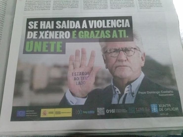 Publicidade aparecida en La Voz de Galicia sobre unha campaña de Violencia de xénero