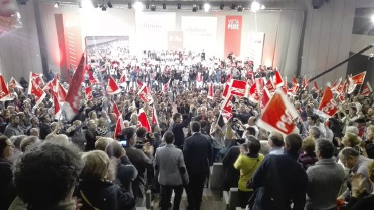 Mitin do PSdeG PSOE no Palexco da Coruña durante a campaña das elecións xerais