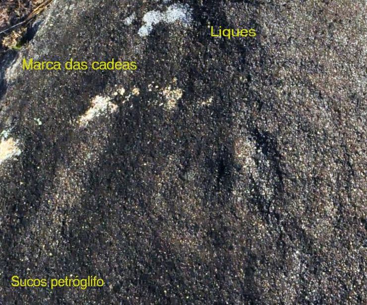 Zona do etroglifo afectado pola desbrozadora en Campolameiro