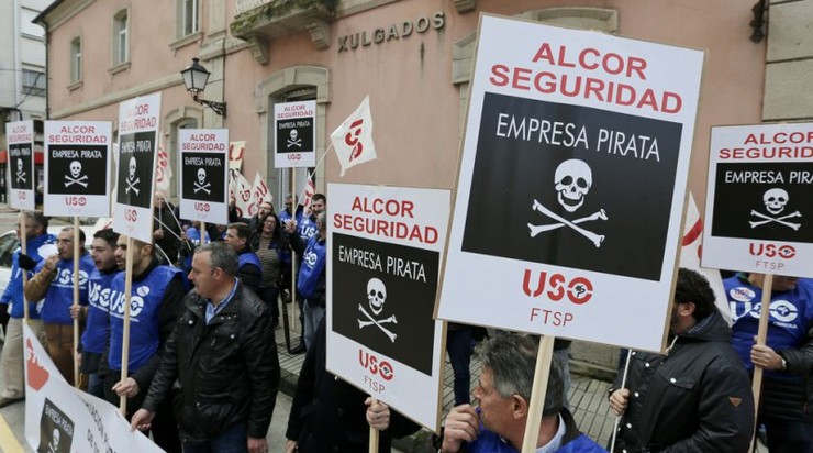 Protesta contra Alcor Seguridad 