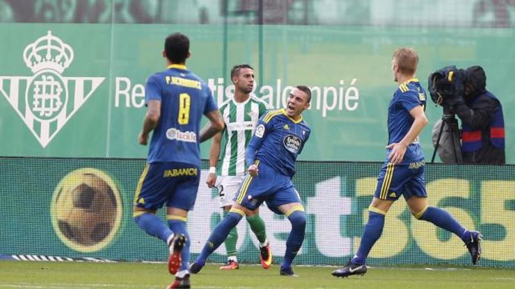 Iago Aspas celebra o segundo dos seus goles ao Betis. 