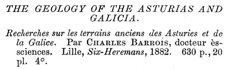 'The Geology of the Asturias and Galicia', artigo publicado na revista 'Science' en 1884.