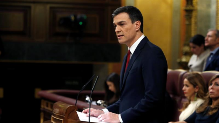 Pedro Sánchez no seu primeiro discurso de investidura no Congreso 