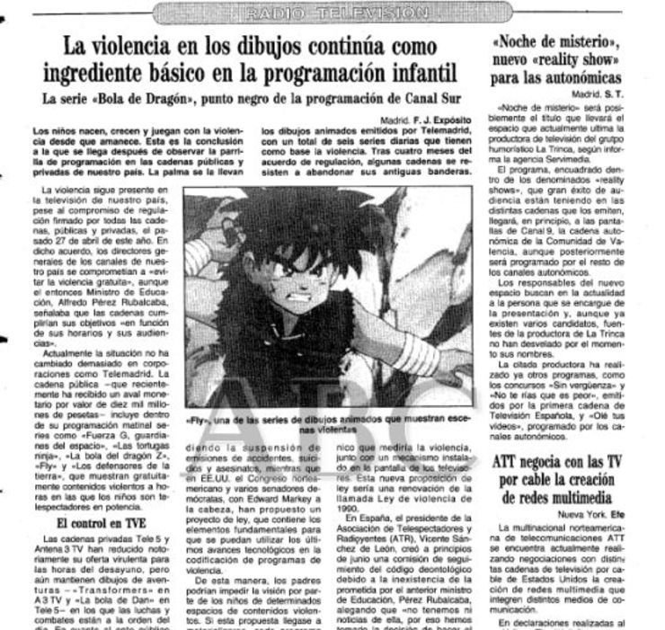 Noticia crítica coas Bolas do Dragón no ABC
