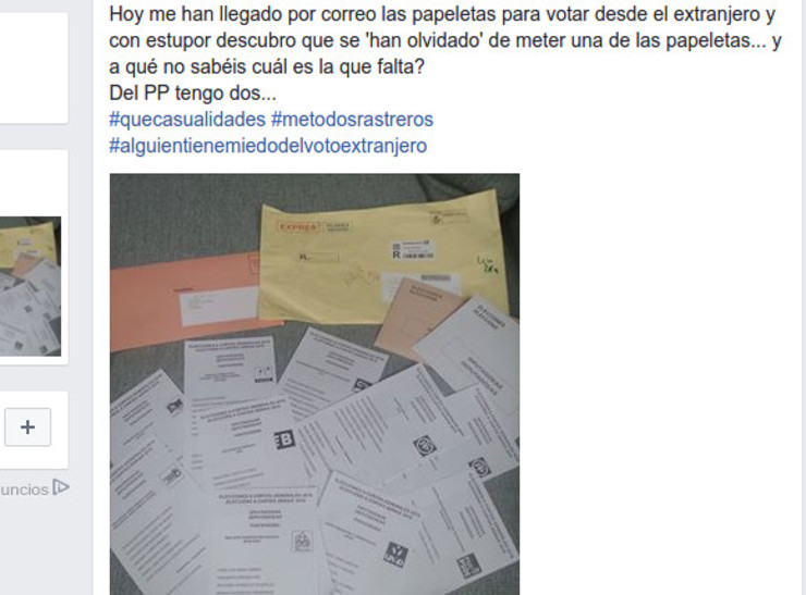Críticas pola falta da papeleta de En Marea no envío da Xunta Electoral aos emigrantes