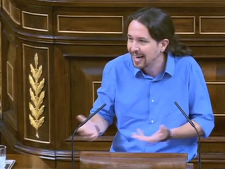 Pablo Iglesias no debate de investidura no Congreso 